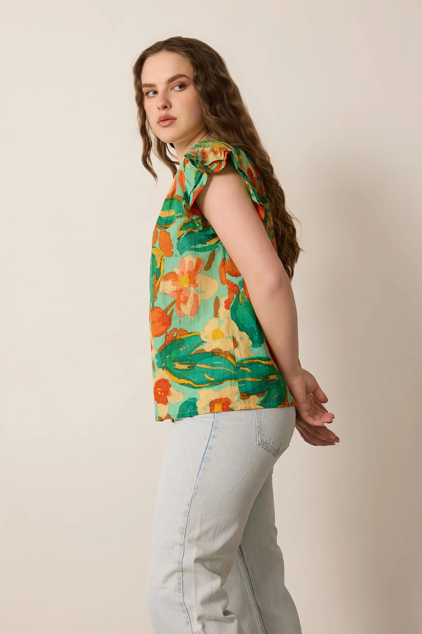 Leilani Floral Pattern Top In Green sold by Myra Bag product image thumbnail 3