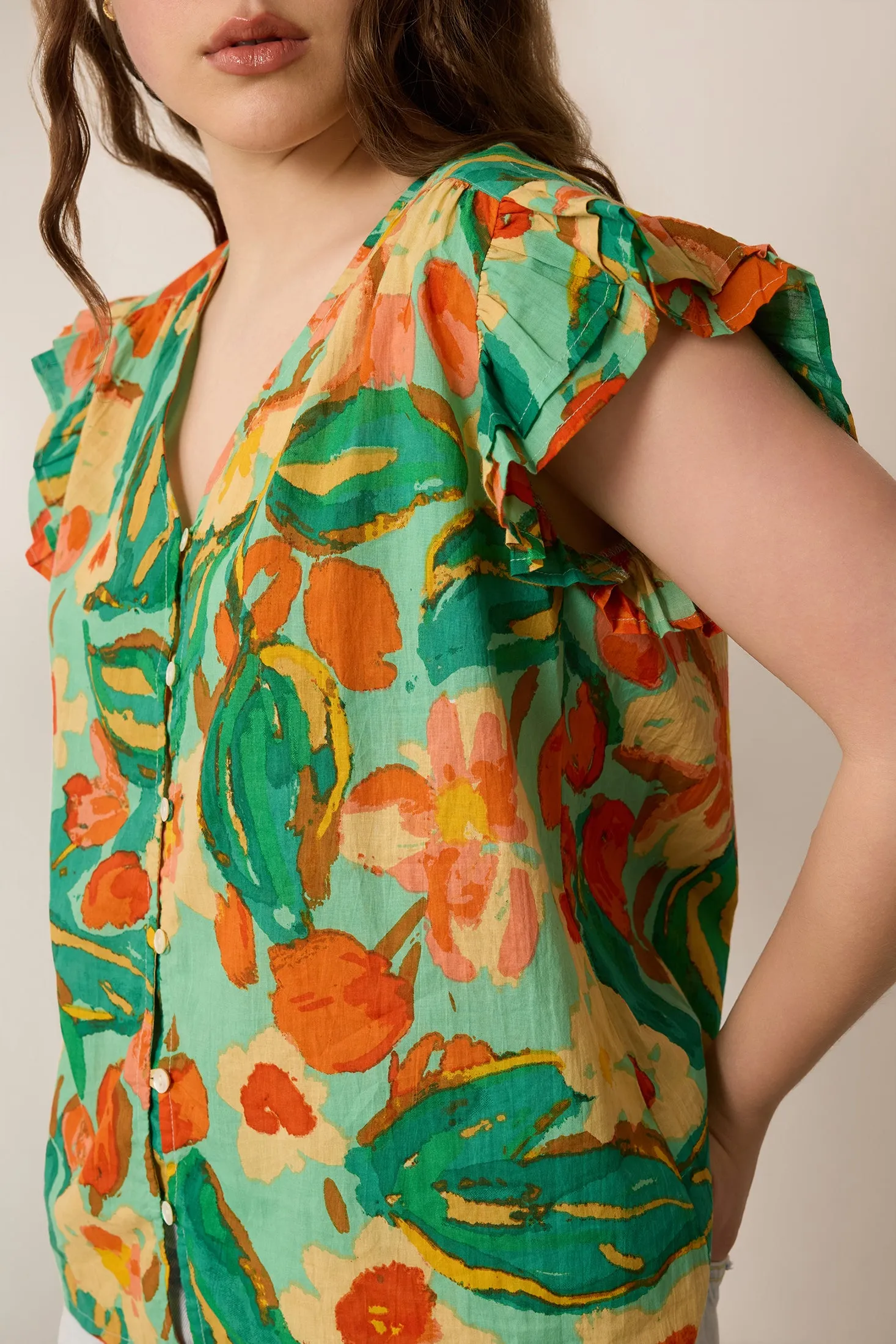 Leilani Floral Pattern Top In Green sold by Myra Bag product image thumbnail 5