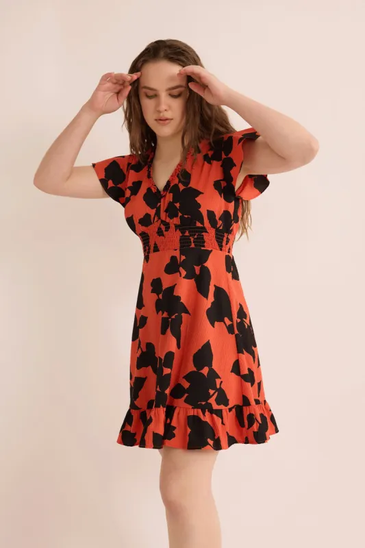 Jungle Serenade Empire Waist Dress In Orange sold by Myra Bag