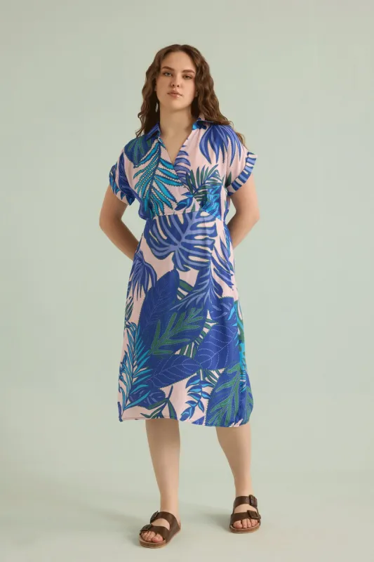 Island Breeze Shirt Dress In Blue sold by Myra Bag