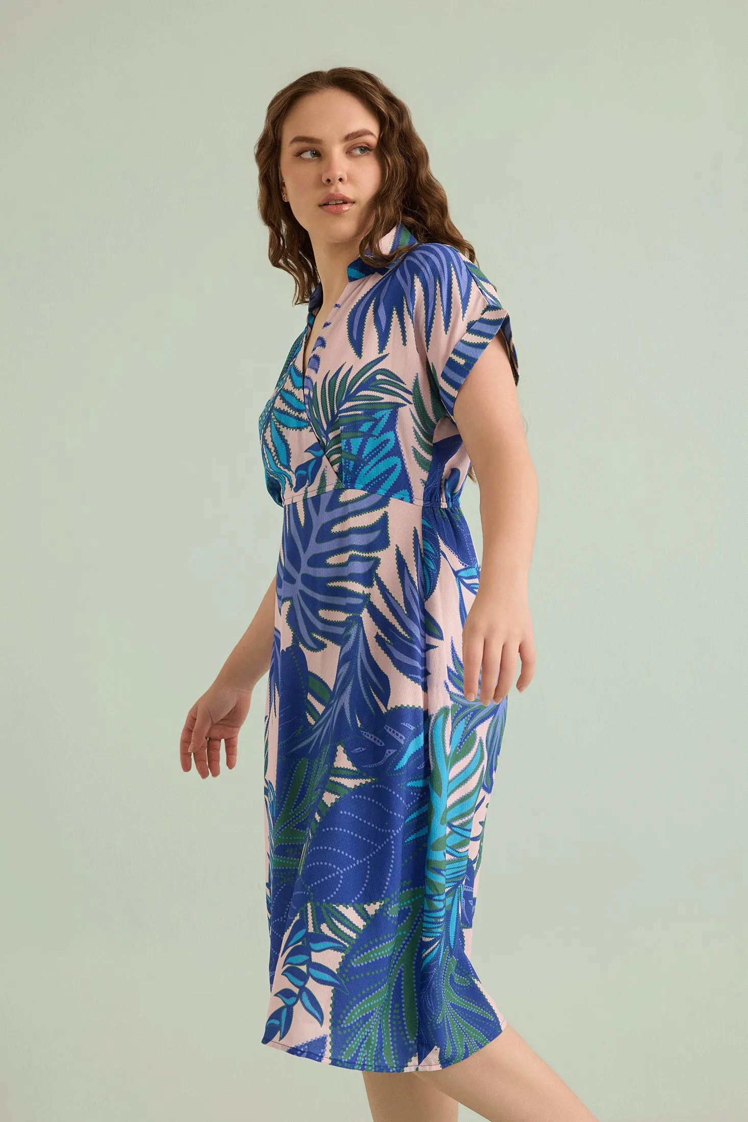 Island Breeze Shirt Dress In Blue sold by Myra Bag product image thumbnail 2