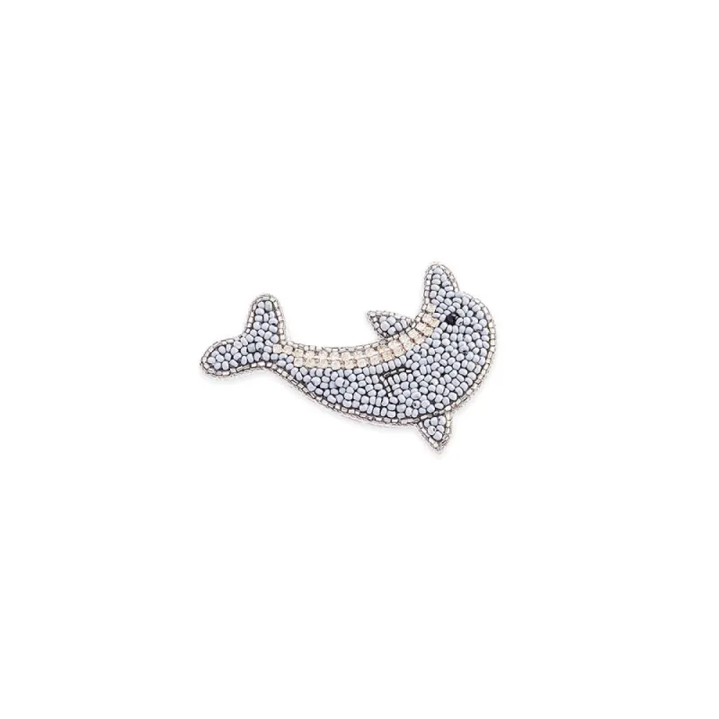 Leaping Dolphin Brooch In Silver sold by Myra Bag