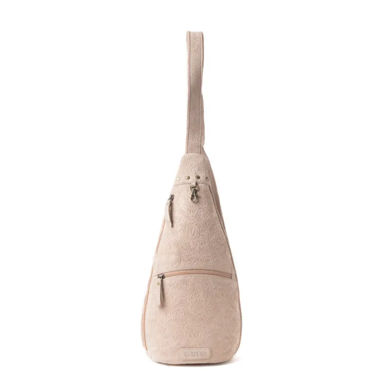 Marigold Scroll Sling Bag In Beige sold by Myra Bag