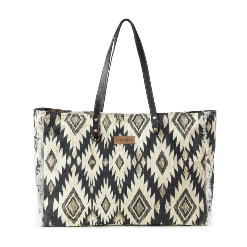 Tribal Spirit Adventure Weekender Bag In Black & White sold by Myra Bag