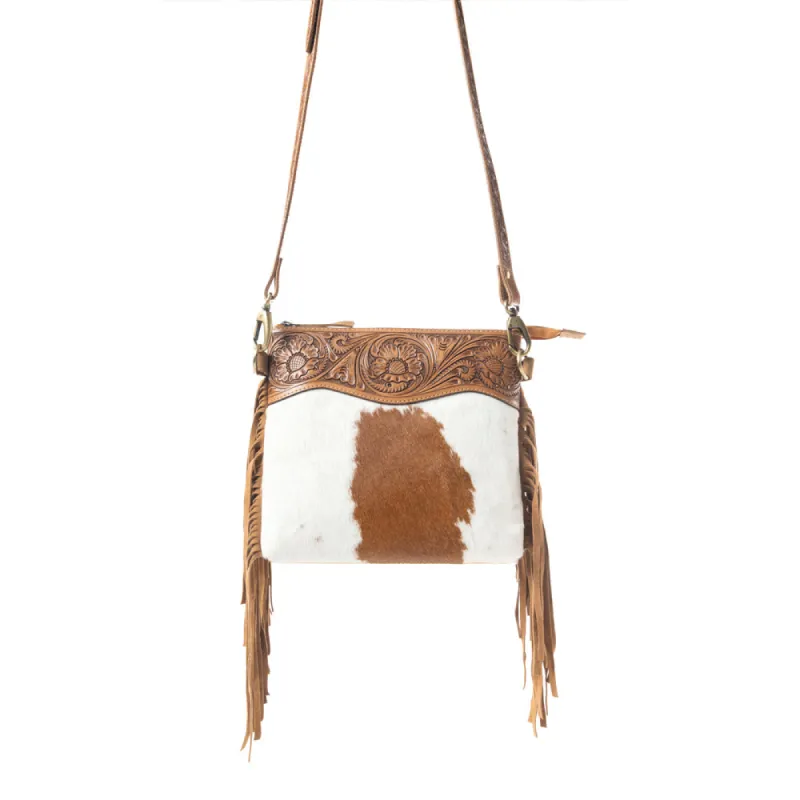 Western Meadows Crossbody Bag In Brown and White sold by Myra Bag