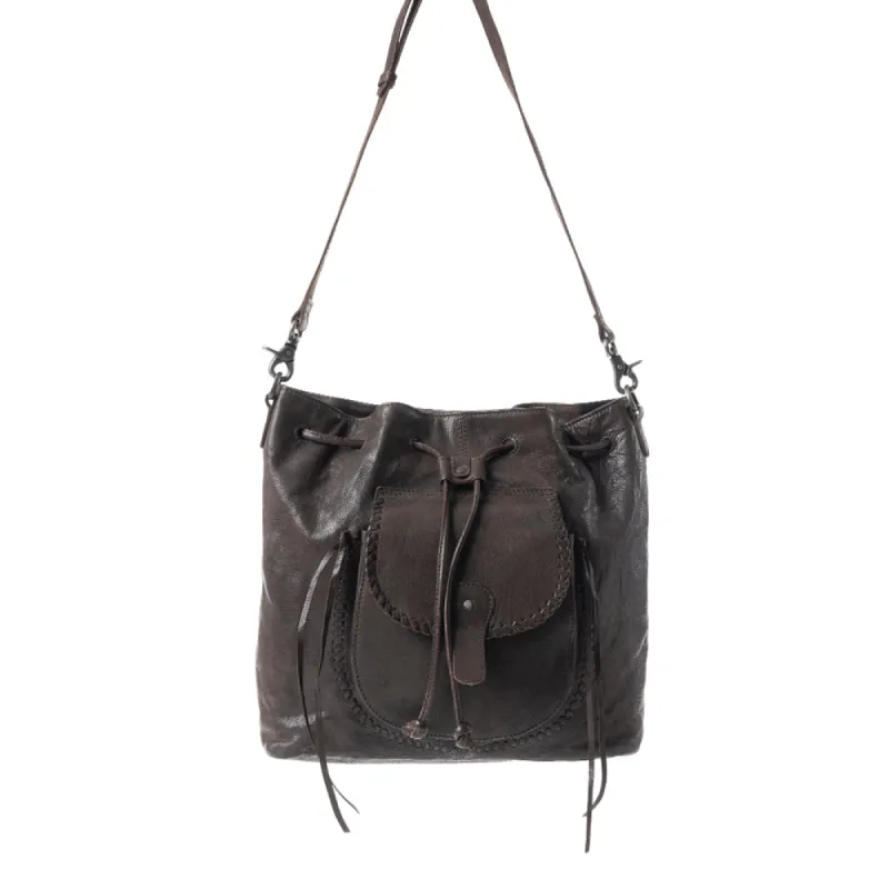 Mika Saddle Bucket Bag In Black sold by Myra Bag