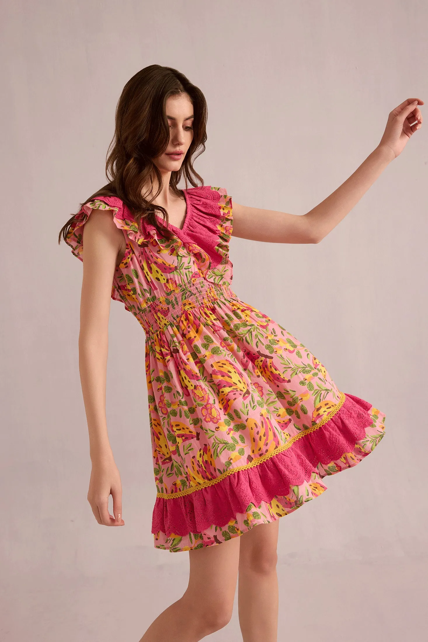 My Lush Oasis Empire Waist Dress Pink and Peach sold by Myra Bag product image thumbnail 3