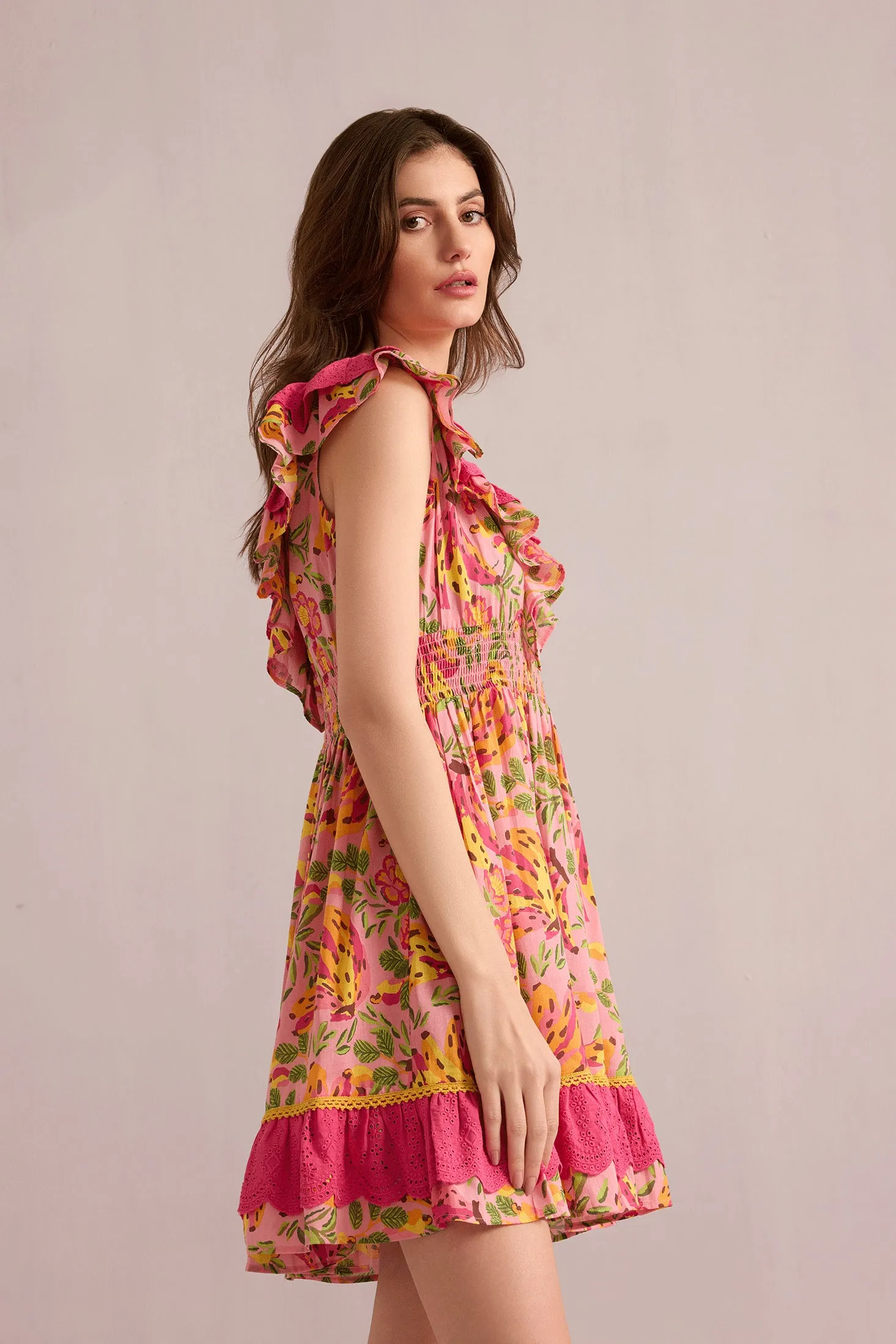 My Lush Oasis Empire Waist Dress Pink and Peach sold by Myra Bag product image thumbnail 2