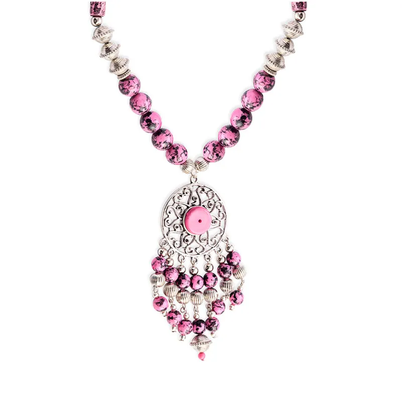 Luxi Concho Necklace In Pink sold by Myra Bag
