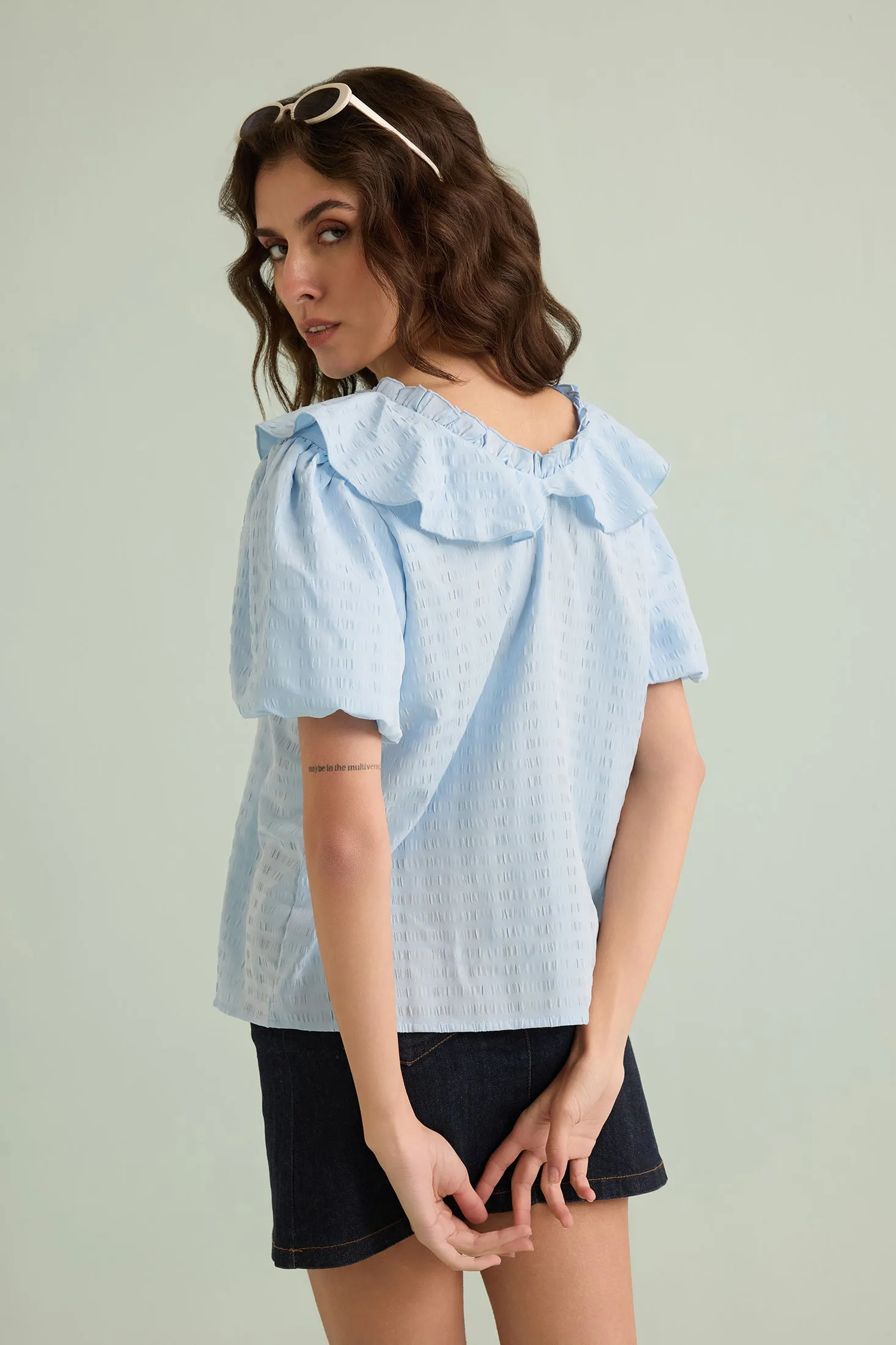 Layla Golden Top In Blue sold by Myra Bag product image thumbnail 4