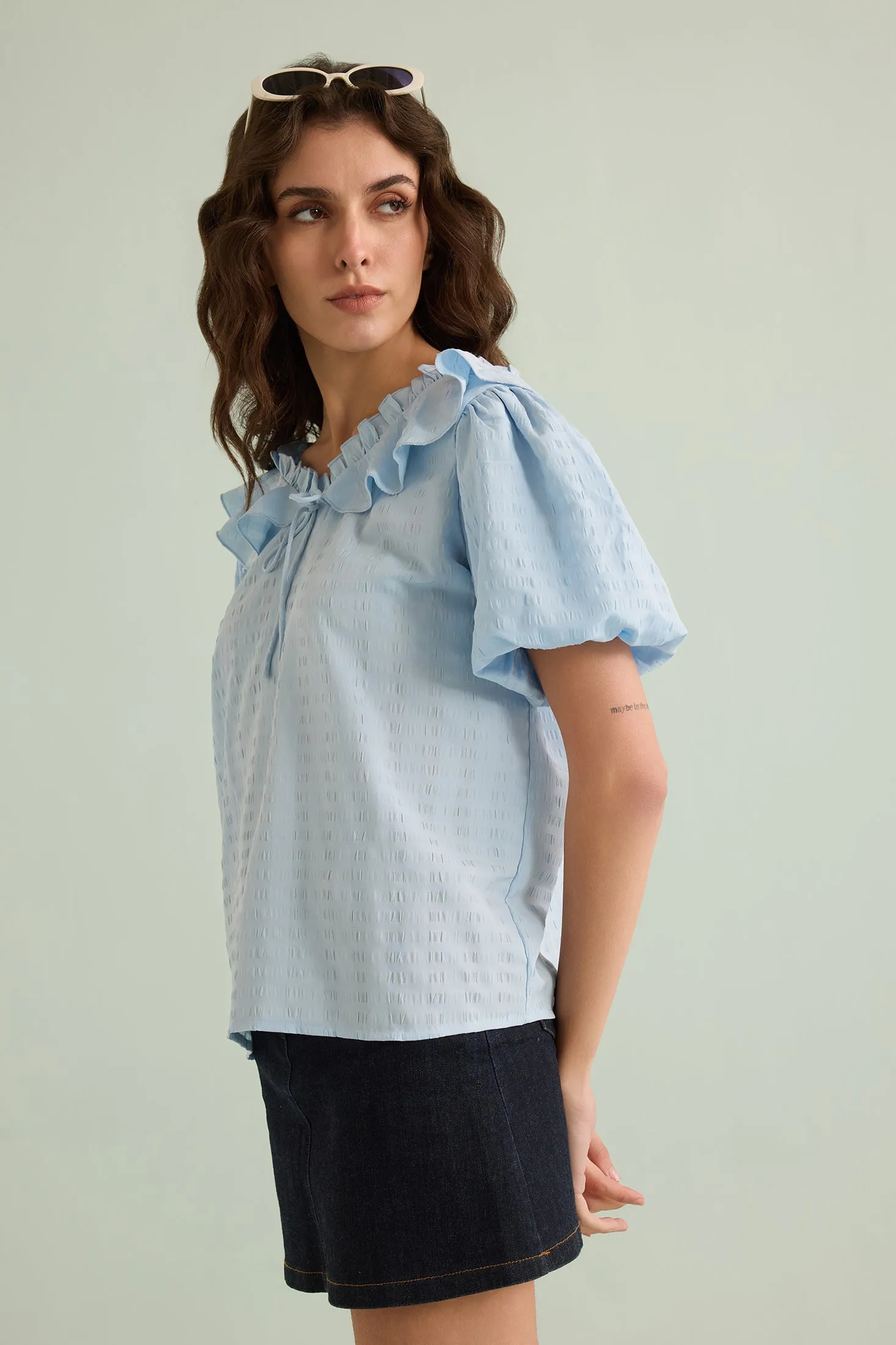 Layla Golden Top In Blue sold by Myra Bag product image thumbnail 3