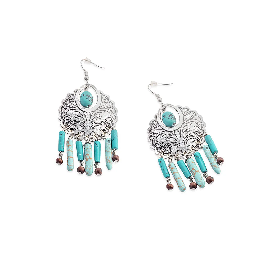Flourish Medallion Earrings In Blue And Silver sold by Myra Bag product image thumbnail 2