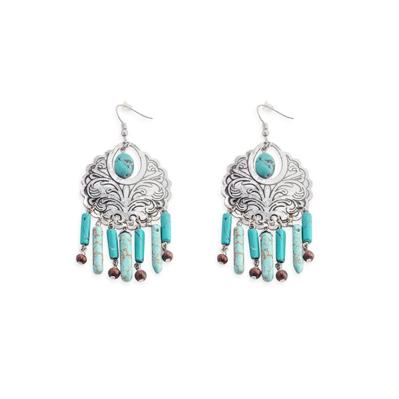 Flourish Medallion Earrings In Blue And Silver sold by Myra Bag