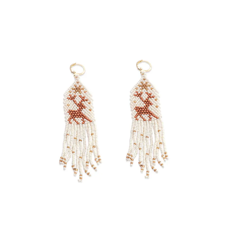 Carefree Caribou Beaded Earrings In Brown And White sold by Myra Bag