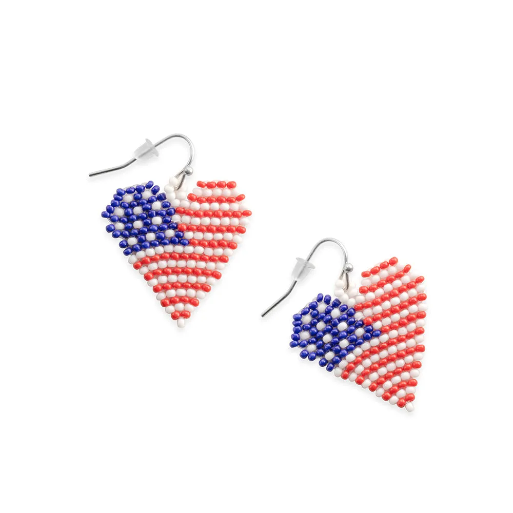 Flag Heart Beaded Earrings In Multicolor sold by Myra Bag product image thumbnail 2