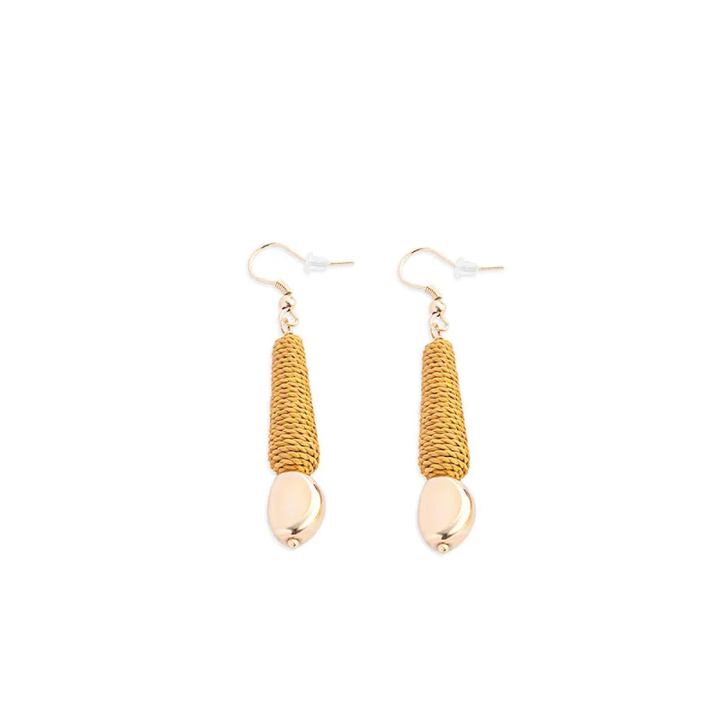 Shinning Nugget Wrapped Earrings In Gold sold by Myra Bag