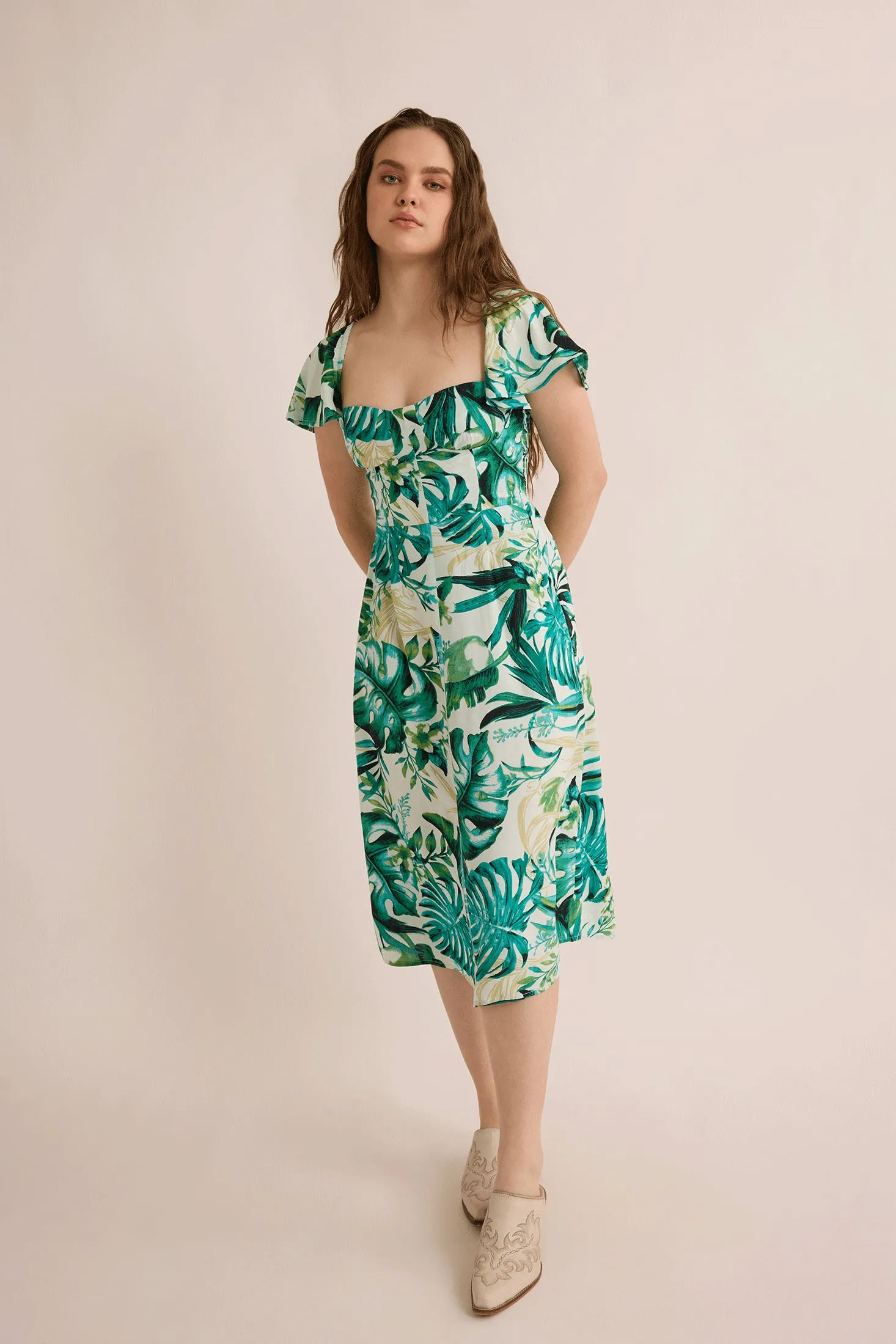 Andrea's Adventure Empire Waist Dress In Turquoise sold by Myra Bag