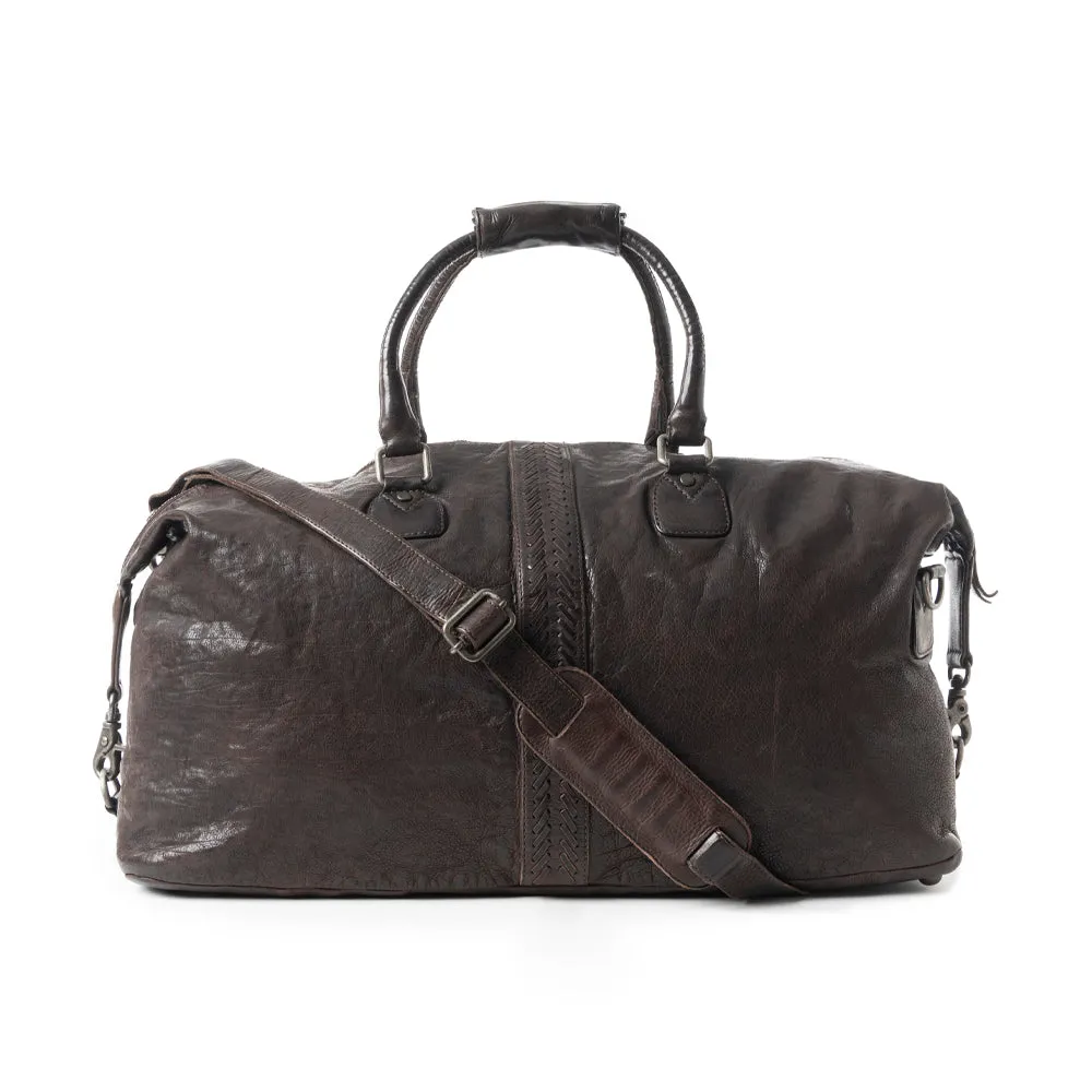 Prairie Wrangler Duffel In Dark Brown sold by Myra Bag