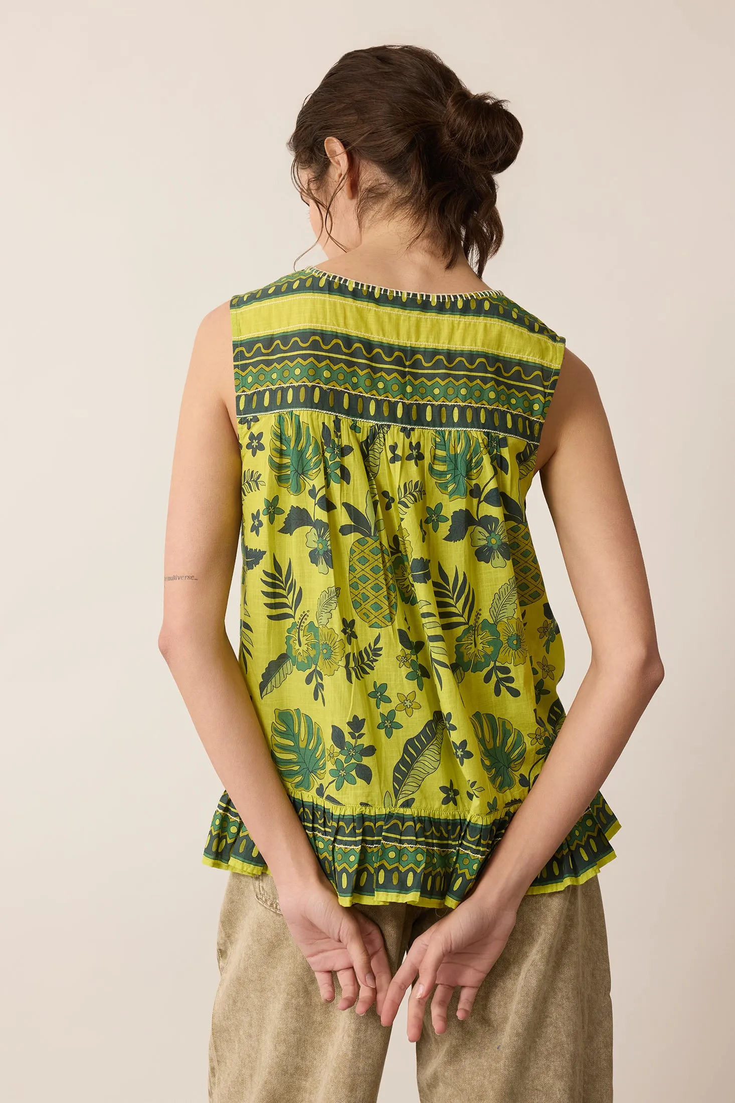 Paradise Place top In Yellow and Green sold by Myra Bag product image thumbnail 3
