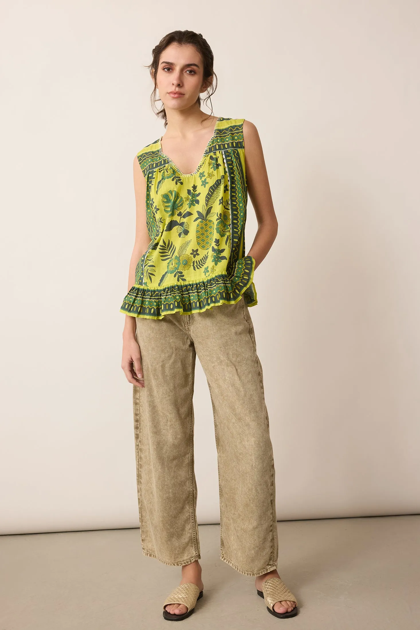 Paradise Place top In Yellow and Green sold by Myra Bag