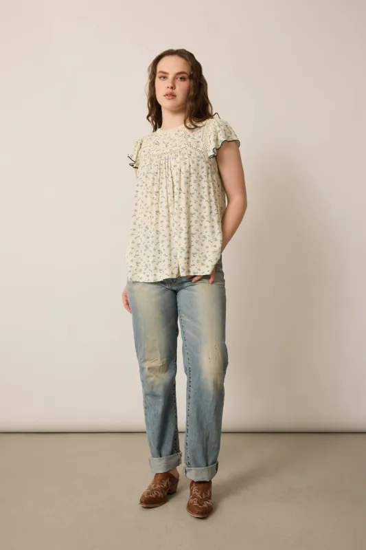 Jerrilou Floral Top In Off White sold by Myra Bag