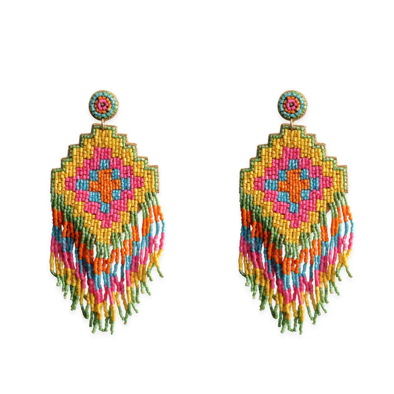 Splendor Dance Beaded Earrings In Multicolor made by Myra Bag