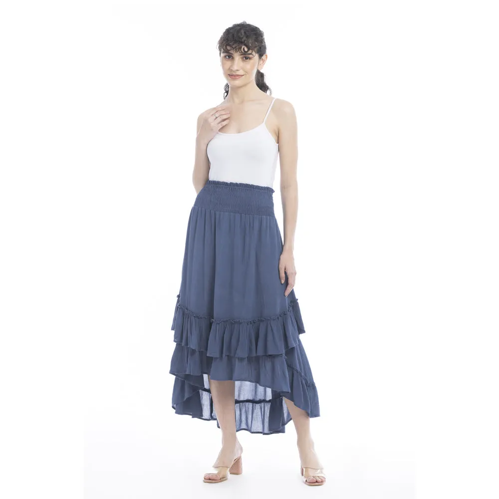 Kylie Ruffled Denim Tone Skirt sold by Myra Bag