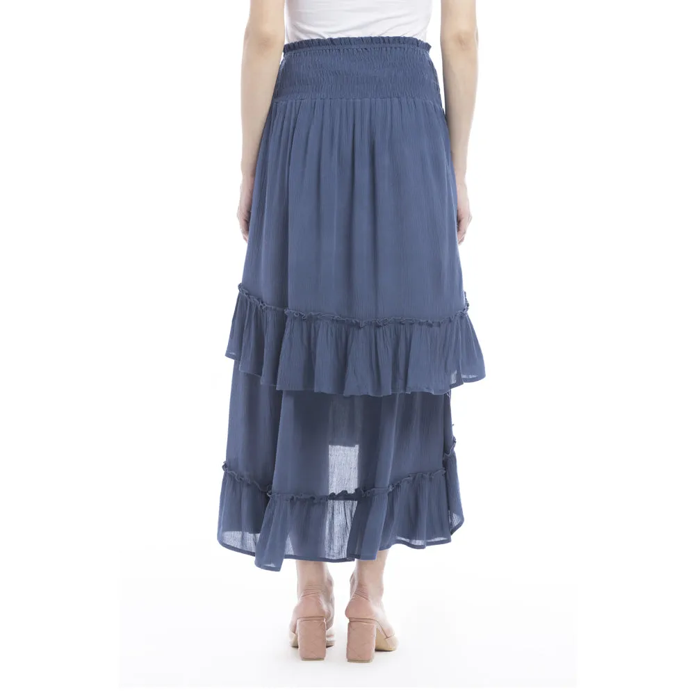 Kylie Ruffled Denim Tone Skirt sold by Myra Bag product image thumbnail 5