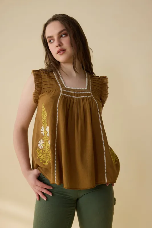 Odessa Whisper Top In Dark Green sold by Myra Bag