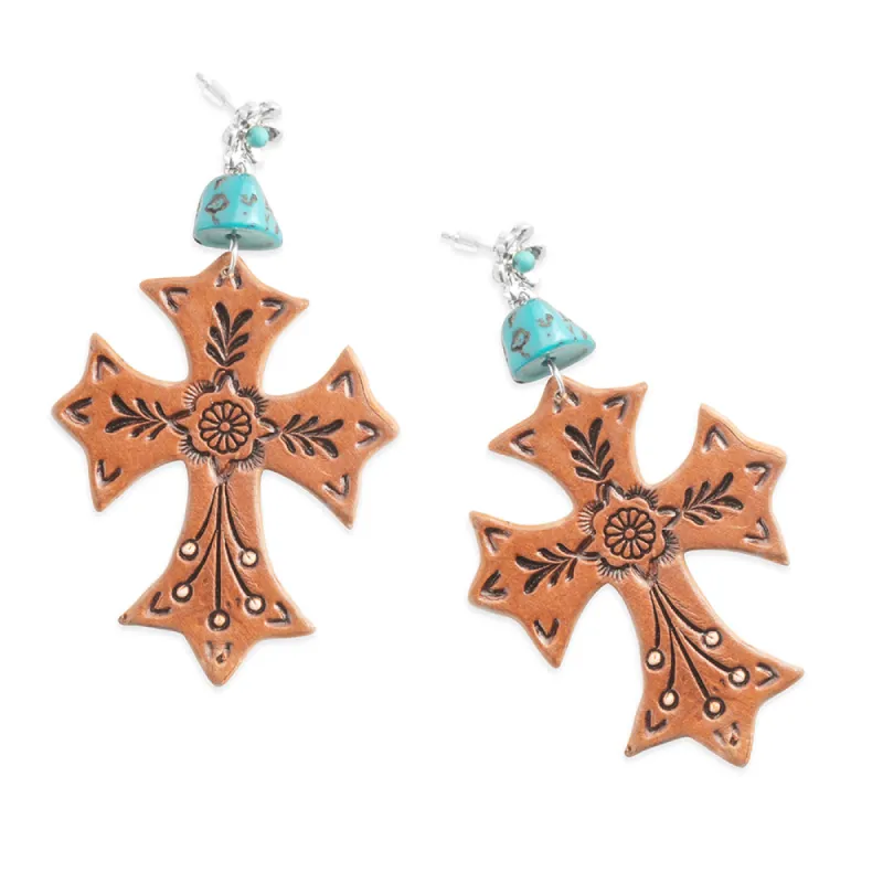 Cross of Glory Earrings In Brown sold by Myra Bag