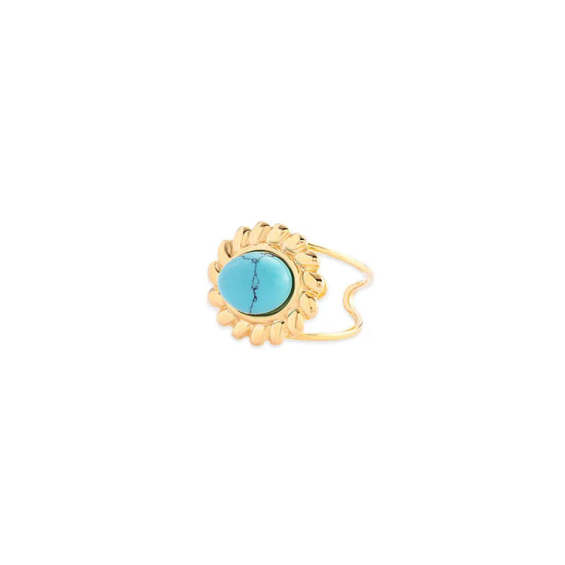 Marissa's Charm Ring In Golden and Turquoise sold by Myra Bag
