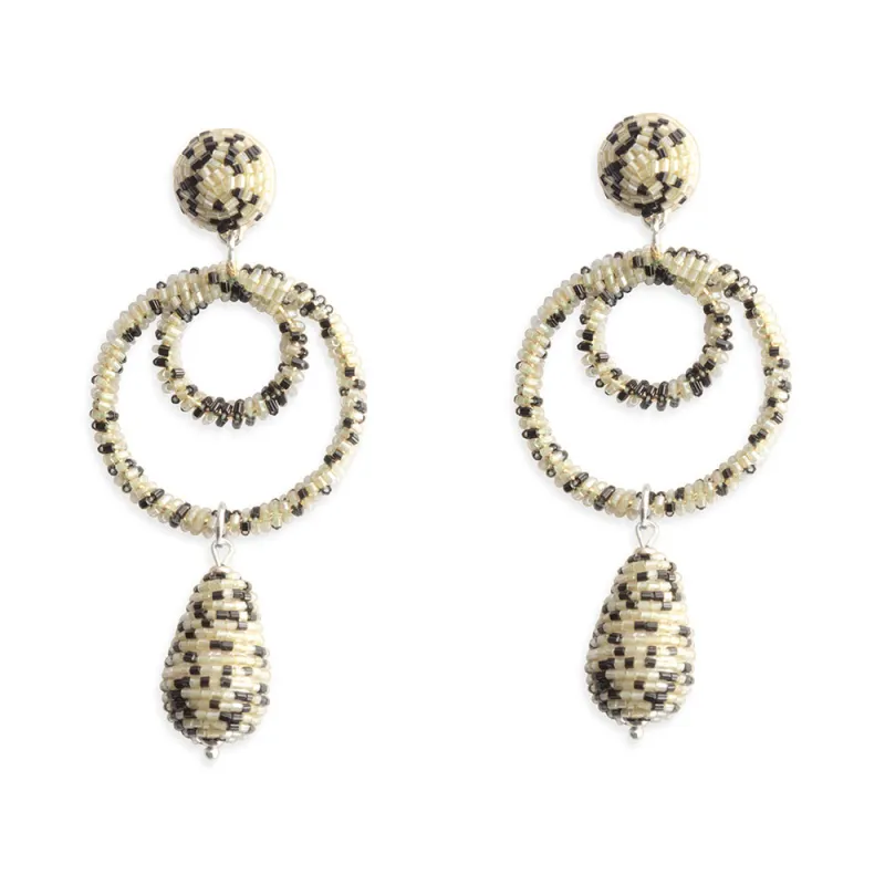 Marletta Beaded Earrings In Black And White sold by Myra Bag
