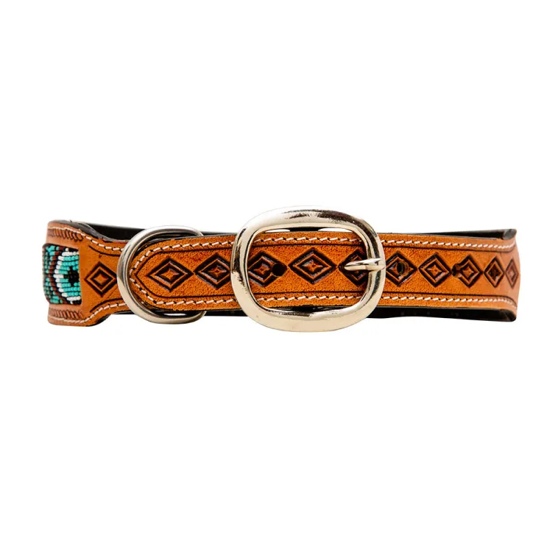 Whizter Hand-Tooled Beaded Dog Collar sold by Myra Bag