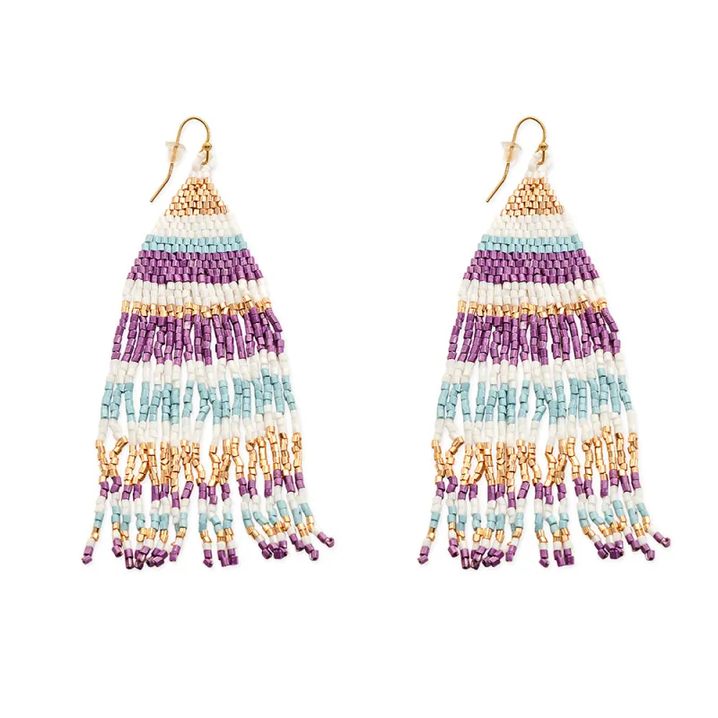 Nanna's Skirt Beaded Earrings In Purple sold by Myra Bag
