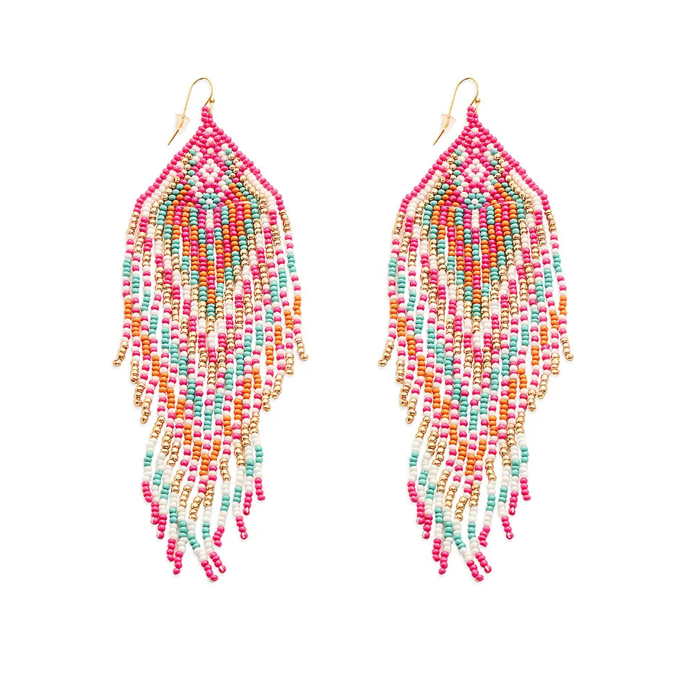 Lonanna Beaded Earrings In Pink sold by Myra Bag