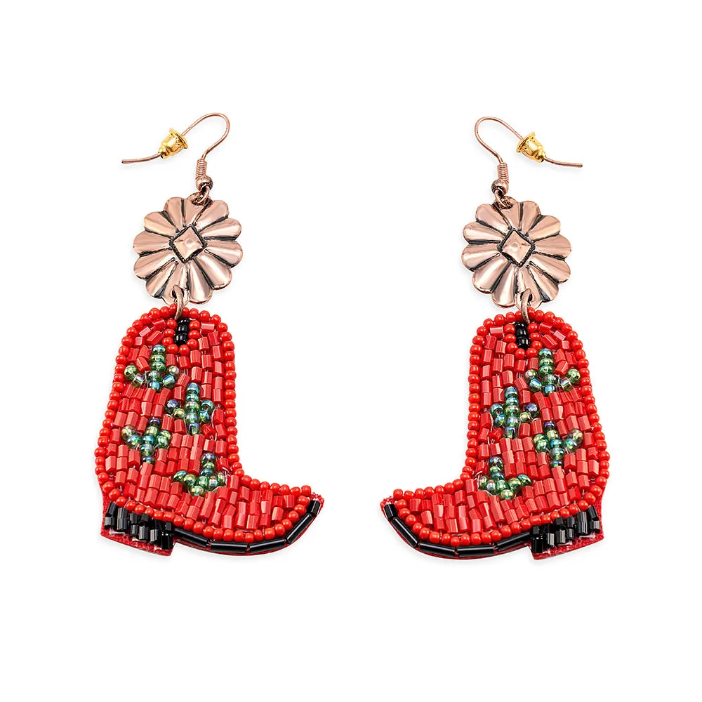 Cactus Rose Boot Earrings sold by Myra Bag