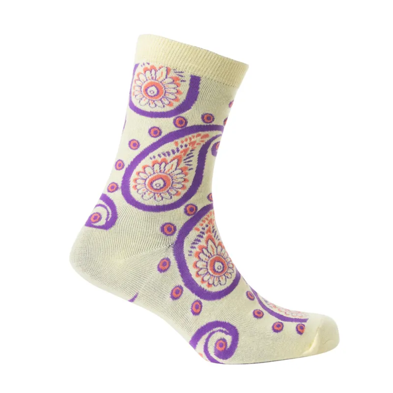 Sunshine Swirl Suzie Socks In Cream sold by Myra Bag