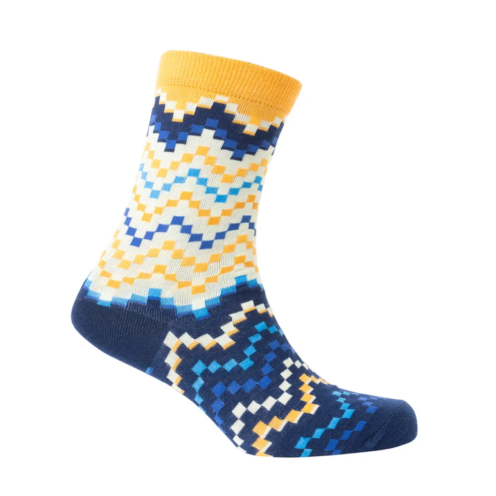 Jade Valley Pixie Socks In Blue & Yellow sold by Myra Bag