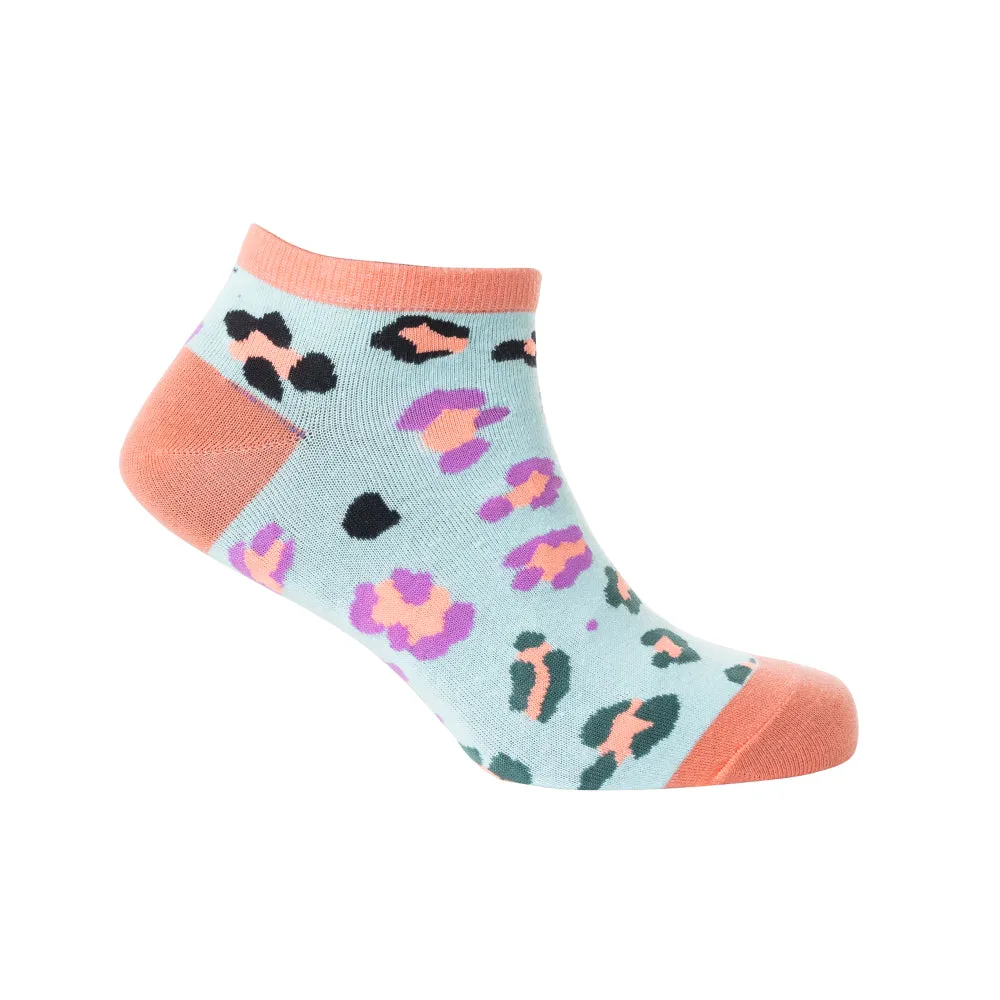 Candy Leopard Lacy Ankle Socks In Sky Blue sold by Myra Bag