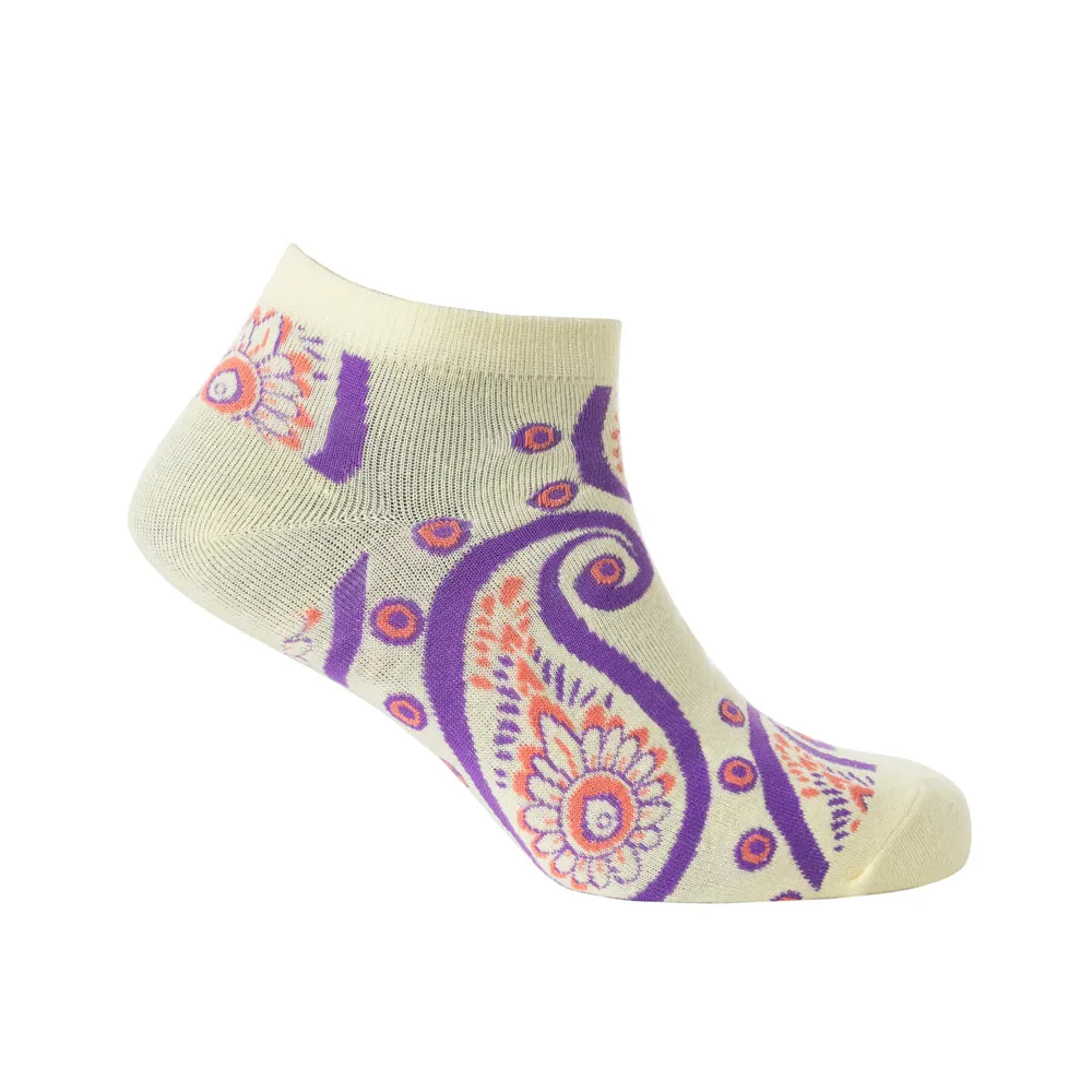 Sunshine Swirl Suzie Ankle Socks In Cream sold by Myra Bag