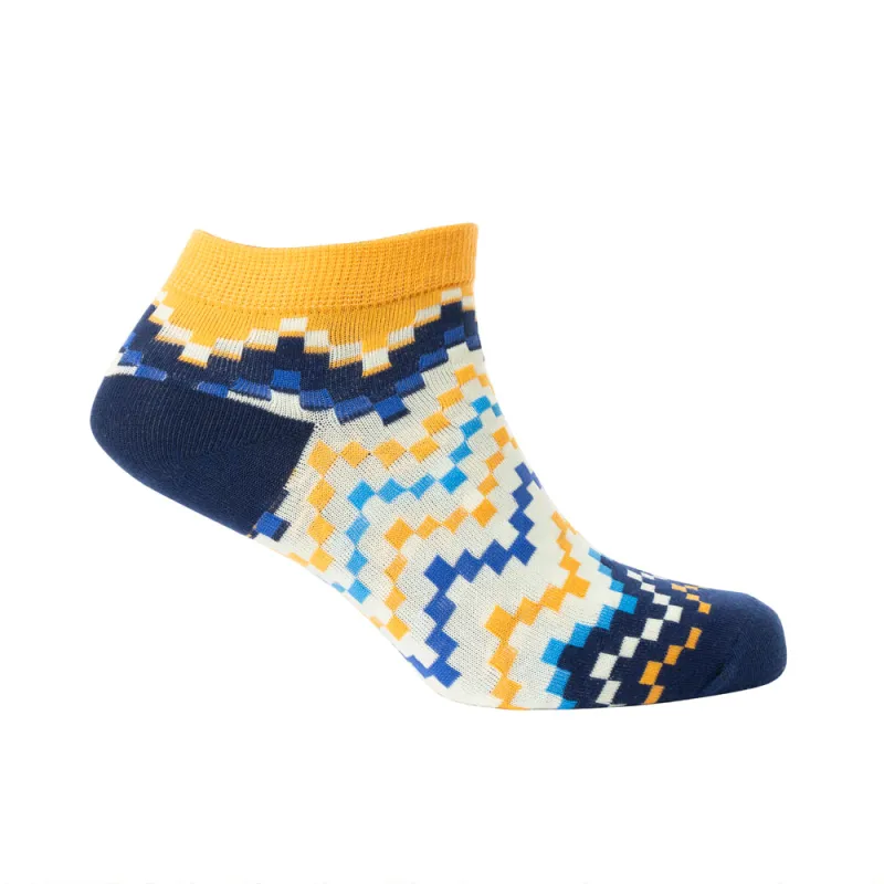 Jade Valley PixieAnkle Socks In Blue & Yellow sold by Myra Bag