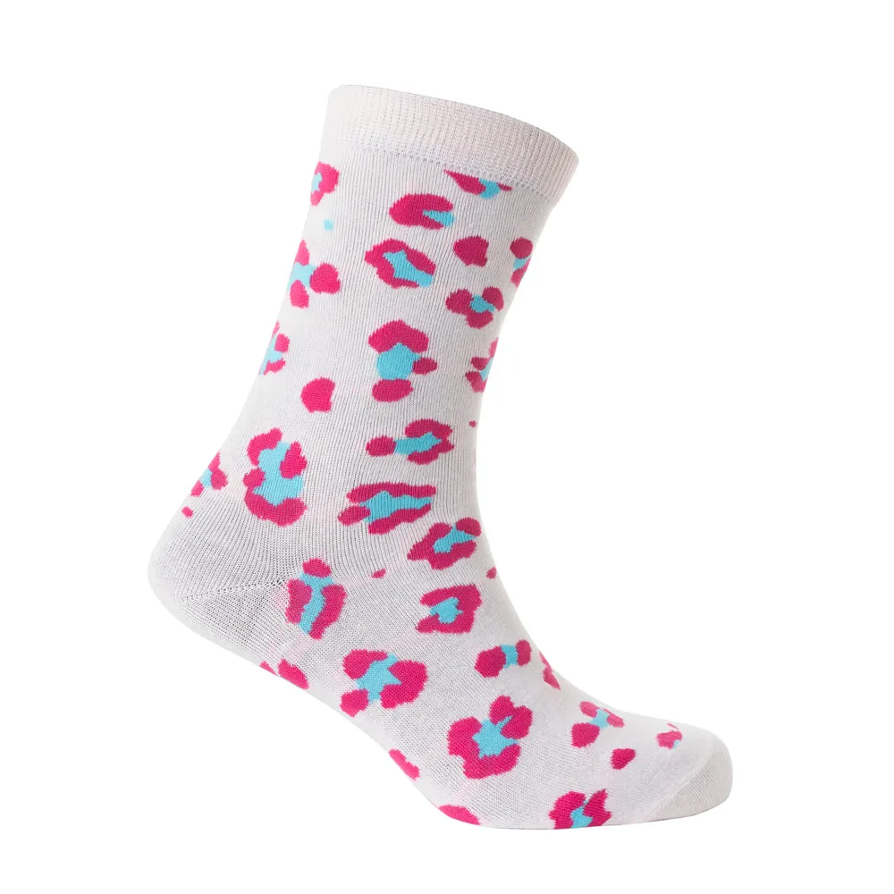 Candy Leopard Lacy Socks In Light Pink sold by Myra Bag