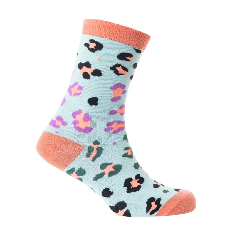 Candy Leopard Lacy Socks In Sky Blue sold by Myra Bag