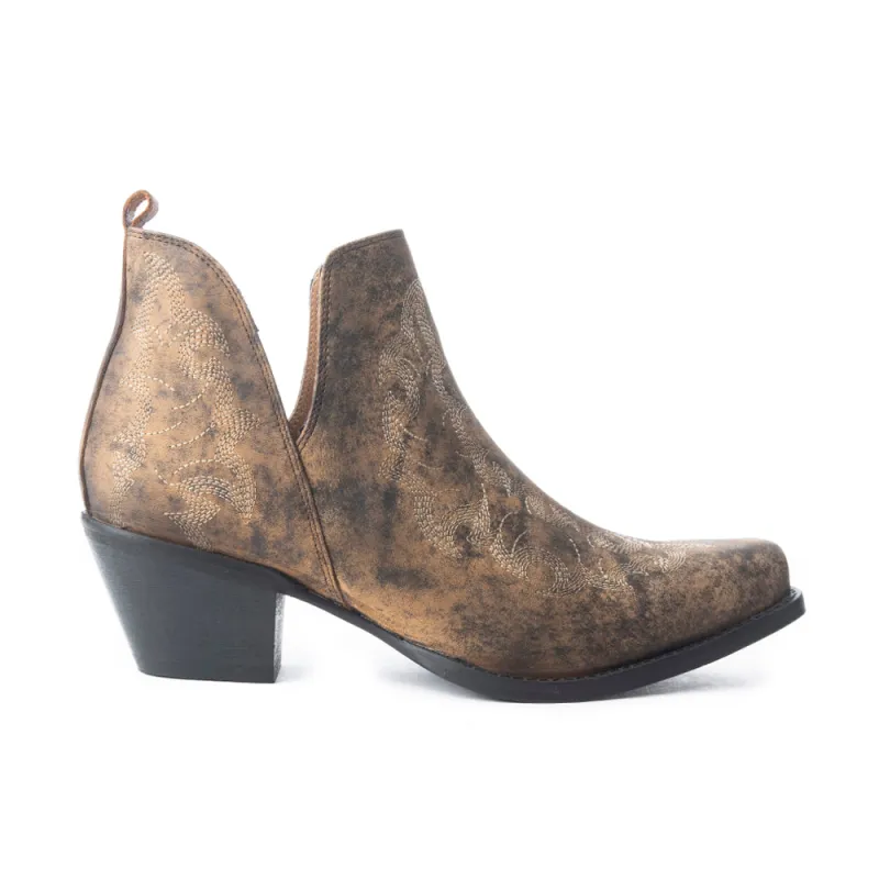 Moonlight on the Mesa Booties In Crackle Brown sold by Myra Bag