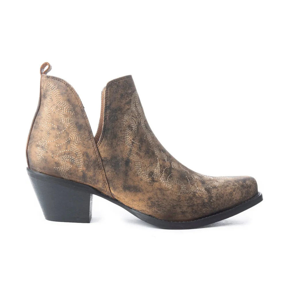 Moonlight on the Mesa Booties In Crackle Brown sold by Myra Bag