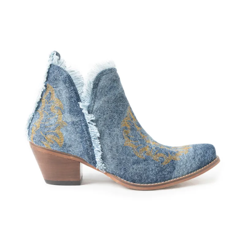 Trail Runner Booties In Denim Blue sold by Myra Bag