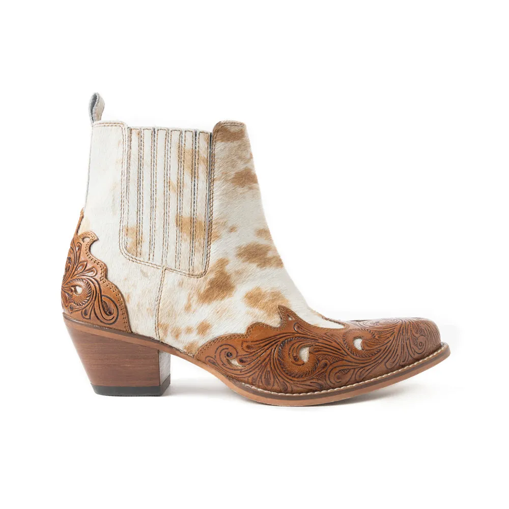 Twin Forks Booties In Brown & White sold by Myra Bag