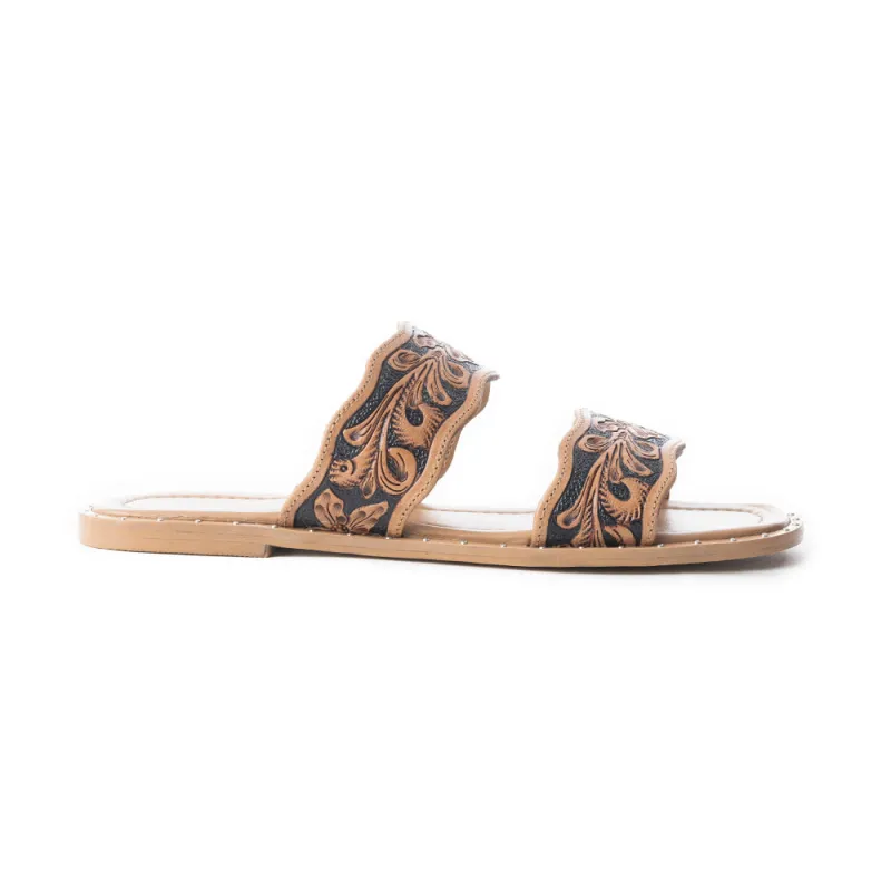Santa Fe Daisy Slides In Black & Brown sold by Myra Bag