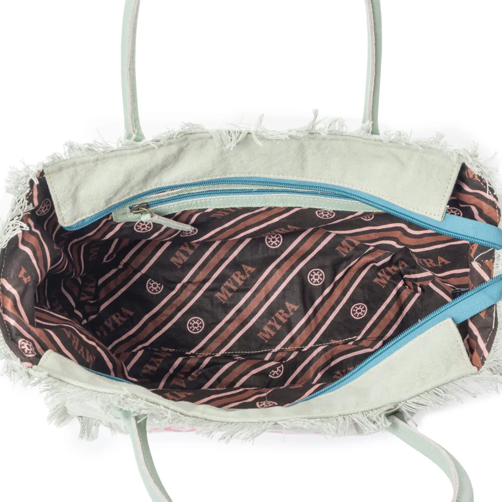 Saint Tropez Tote Bag In Light Green sold by Myra Bag product image thumbnail 4