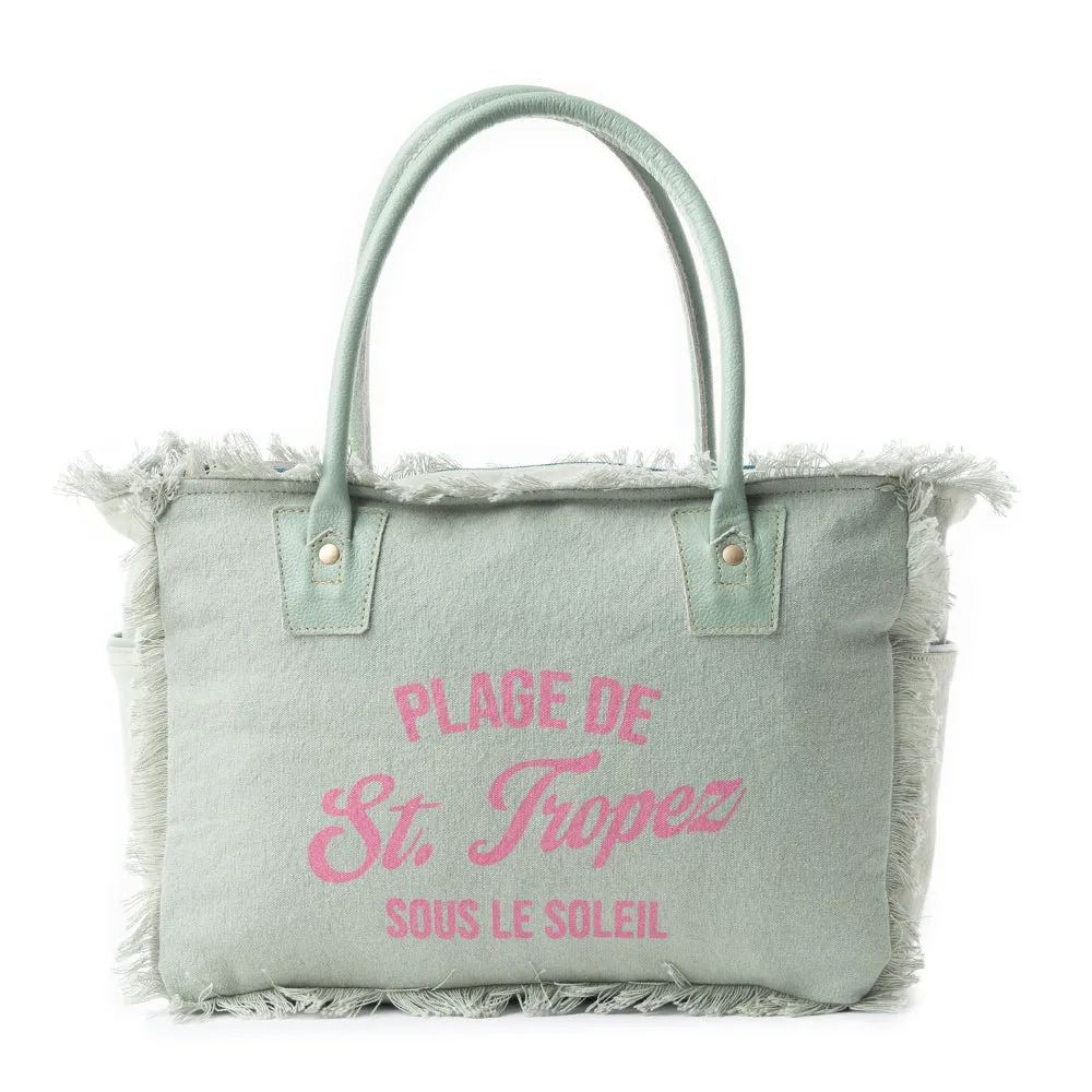 Saint Tropez Tote Bag In Light Green sold by Myra Bag